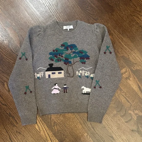 Sea New York Brown Sweater with Pastoral Embroidery - Picture 2 of 3
